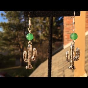 Green Aventurine Cactus Dangle Earrings